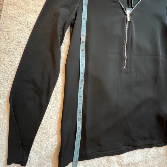 The Kooples Sport Mix Woven Jersey Zip Front Long Sleeve Top, S, NWT - Picture 8 of 10